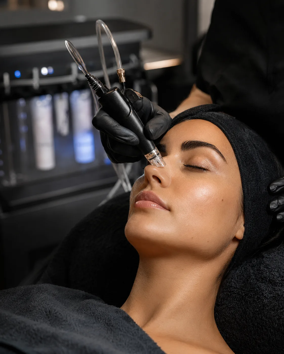 Hydrafacial cihazıyla profesyonel yüz ve cilt bakımı uygulaması
